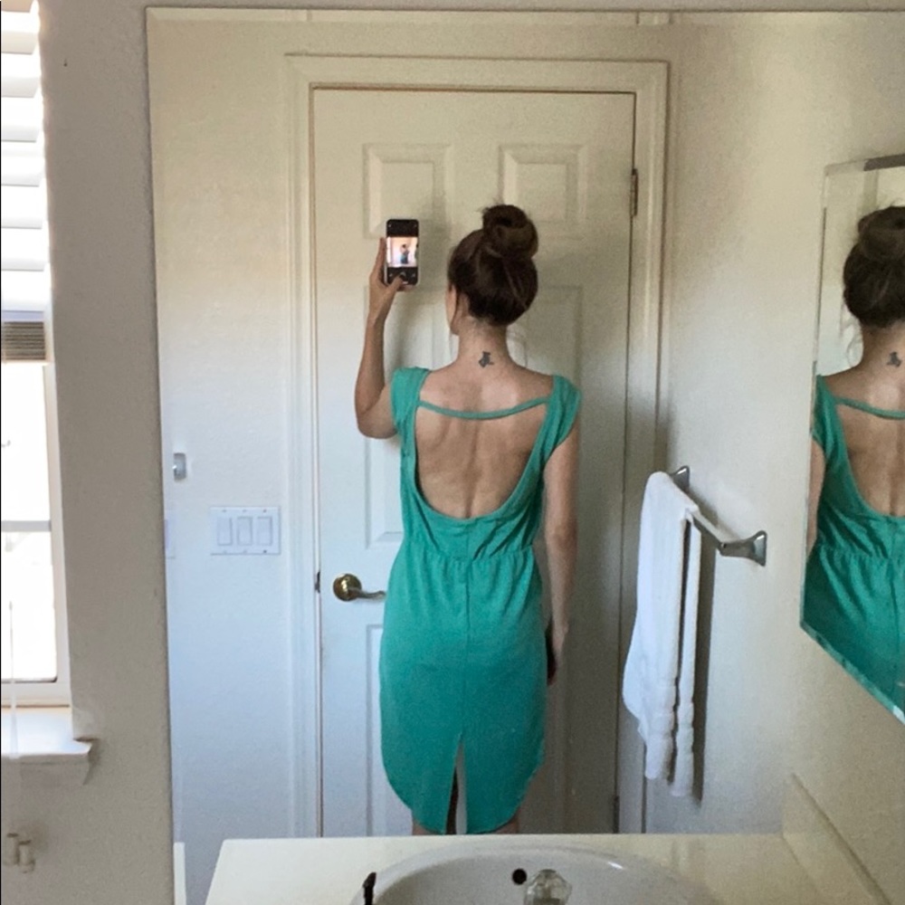 Turquoise dress with open back